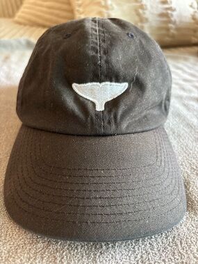 Bayside Black Baseball Cap with White Embroidered whale tail